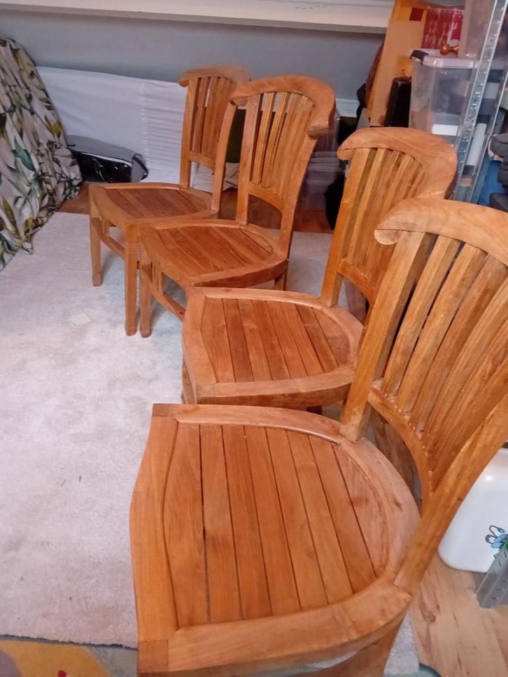 Teak Eetkamerstoelen - Set van 4, Antiek en Kunst, Antiek | Meubels | Stoelen en Banken, Ophalen of Verzenden