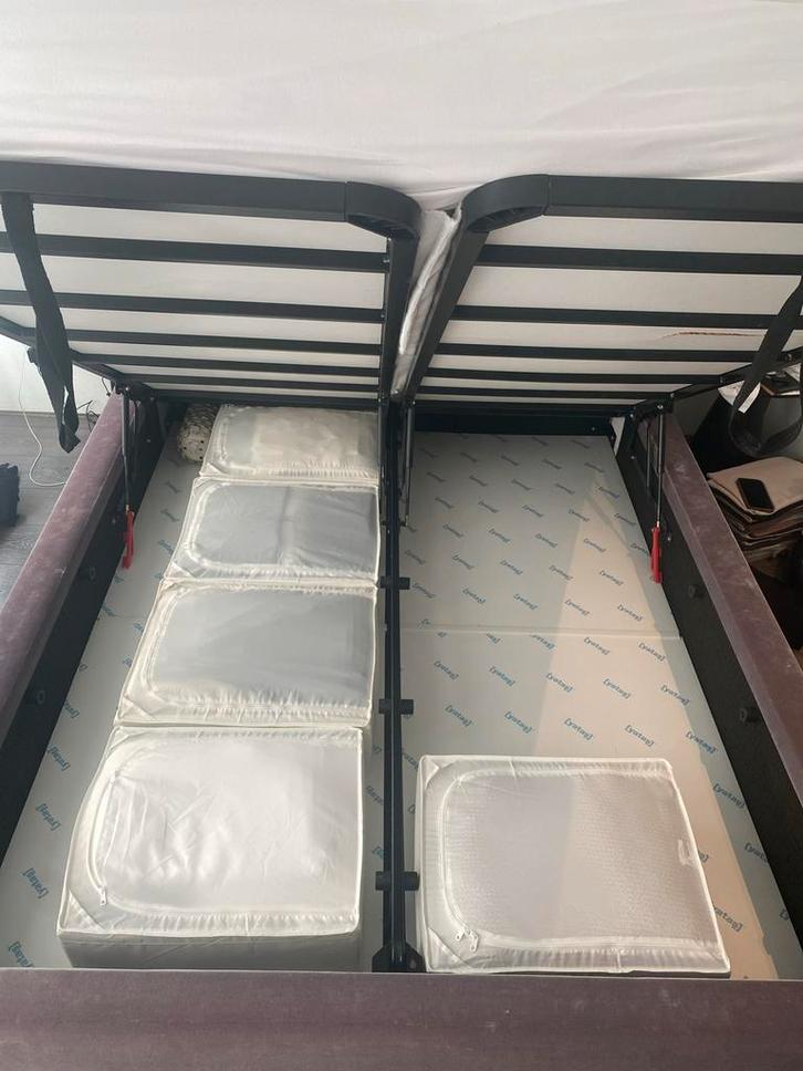 Boxspring met Opbergruimte - Praktisch & Comfortabel!, Huis en Inrichting, Slaapkamer | Bedden, Zo goed als nieuw, Tweepersoons