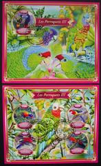 - 989 - 2 Blokken met veel Kleurrijke Papagaaien., Verzenden, Gestempeld, Dier of Natuur