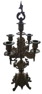 Set van 2 barokke kandelaars met 4 armen in messing/brons, Antiek en Kunst, Ophalen, Koper of Brons