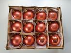 12 Vintage Jaren '90 Glazen Kerstballen - Roze / Zalmroze, Diversen, Kerst, Ophalen of Verzenden, Gebruikt