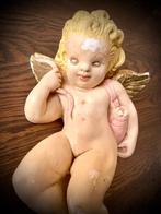 Cupido Plaquette Engel antiek Vintage brocante beeld pastel, Antiek en Kunst, Curiosa en Brocante, Verzenden