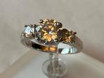 Zilveren ring Finse Kristal ., Gebruikt, Verzenden, Kleiner dan 17, Dame