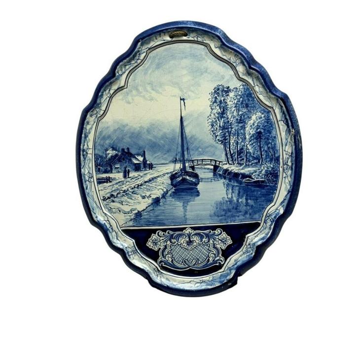Blauw-witte Tichelaar plaquette, Antiek en Kunst, Antiek | Wandborden en Tegels, Ophalen of Verzenden