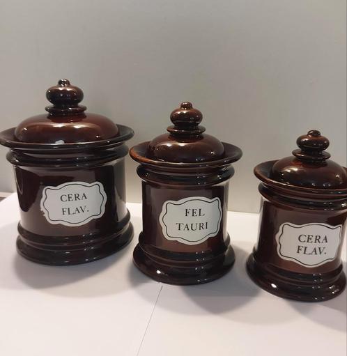 Antieke Apothekerspotten - Set van 3, Antiek en Kunst, Antiek | Keramiek en Aardewerk, Ophalen of Verzenden