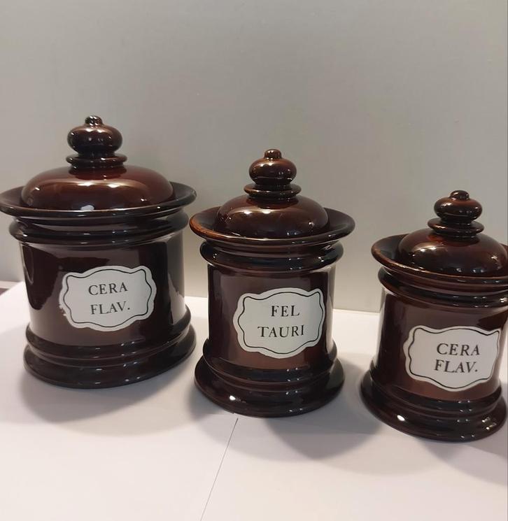 Antieke Apothekerspotten - Set van 3, Antiek en Kunst, Antiek | Keramiek en Aardewerk, Ophalen of Verzenden