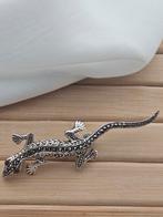 Sterling zilveren hagedis broche, Ophalen of Verzenden, Zo goed als nieuw, Met edelsteen, Zilver