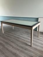 Eettafel met ingeled glas, Glas, Ophalen of Verzenden, Zo goed als nieuw