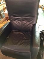 Zwart leren fauteuil., Ophalen of Verzenden, Gebruikt