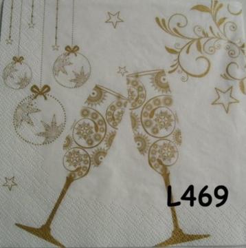 OPRUIMING servetten decoupage – champagne glazen L469 – 6x beschikbaar voor biedingen