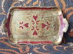 Oud brocante dienblad uit Italië van hout en gips 26,5-45 cm, Antiek en Kunst, Antiek | Woonaccessoires, Ophalen of Verzenden