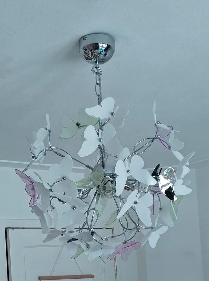 Vlinder Hanglamp - Prachtig Design, Huis en Inrichting, Lampen | Hanglampen, Zo goed als nieuw, 75 cm of meer, Kunststof, Metaal
