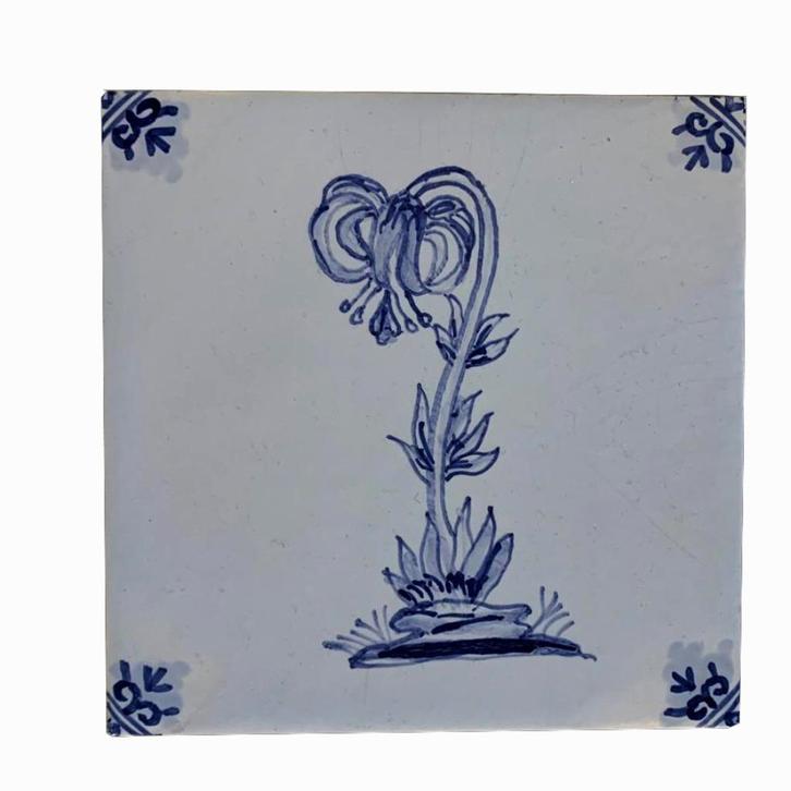 Delftsblauwe bloem TEGEL Westraven ossenkop motief, Antiek en Kunst, Antiek | Wandborden en Tegels, Ophalen of Verzenden