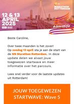 Startbewijs NN Marathon Rotterdam Wave 5, Tickets en Kaartjes, Eén persoon