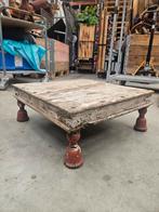 Vintage Indiase Bajot Tafel, Huis en Inrichting, Gebruikt, Minder dan 50 cm, Rechthoekig, 50 tot 100 cm