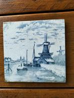 Oude blauw-witte tegel met molen, Ophalen of Verzenden