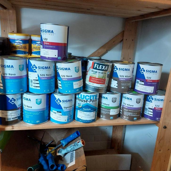 Sigma Verf - Diverse kleuren en soorten!, Doe-het-zelf en Verbouw, Verf, Beits en Lak, Gebruikt, Verf, Minder dan 5 liter, Blauw