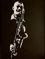 saxofonist Emaille op koper op paneel, Ophalen of Verzenden