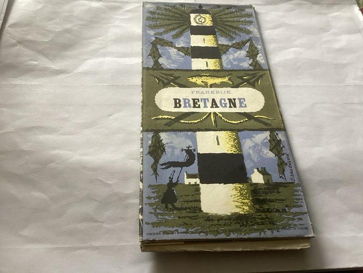 Bretagne Frankrijk Toeristenkaart - Vintage, Boeken, Atlassen en Landkaarten, Gelezen, Landkaart, Frankrijk, 1800 tot 2000, Ophalen of Verzenden