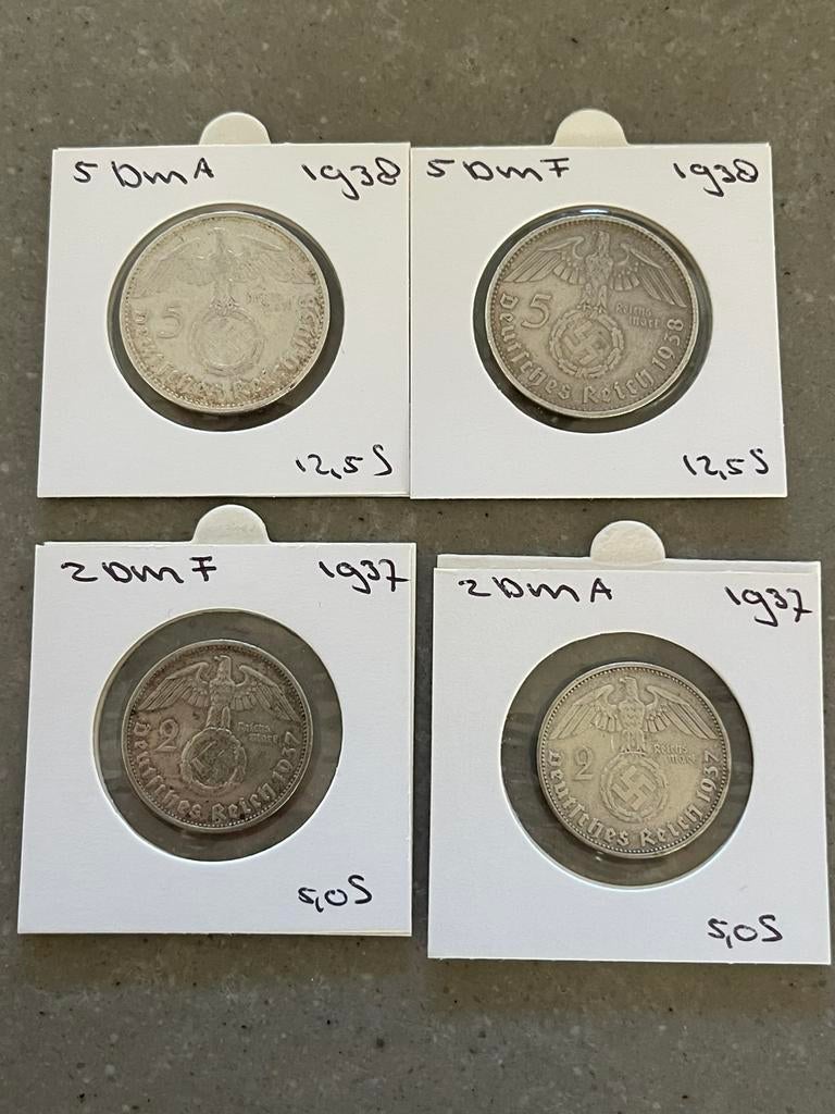 4 Duitse rijksmunten 1937-1938, Ophalen of Verzenden, Duitsland