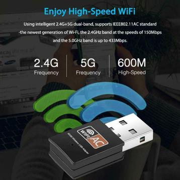Wi-Fi Adapter 600 Mbps USB 2.0 optie USB C *** SUPERSNEL *** beschikbaar voor biedingen