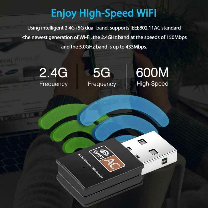 Wi-Fi Adapter 600 Mbps USB 2.0 optie USB C *** SUPERSNEL ***, Computers en Software, Netwerkkaarten, Nieuw, Extern, Ophalen of Verzenden