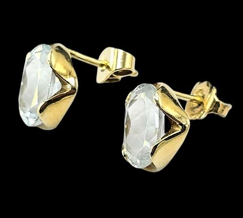 14 karaats gouden oorbellen met facetgeslepen Topaas stenen, Sieraden, Tassen en Uiterlijk, Oorbellen, Zo goed als nieuw, Goud