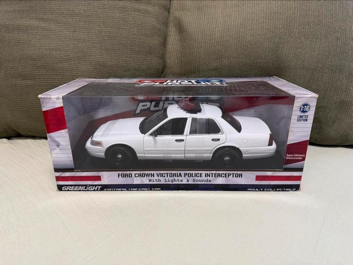 1/18 Greenlight Ford Crown Victoria Police Interceptor Blank, Hobby en Vrije tijd, Modelauto's | 1:18, Nieuw, Overige merken, Ophalen of Verzenden