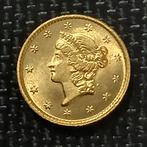 1852 O Gouden Dollar - Liberty Head naslag vergulding, Postzegels en Munten, Munten | Amerika, Verzenden, Noord-Amerika, Losse munt