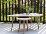 Rough-K Lounge Tuintafel Set Old Teak Greywash, Ophalen, 50 tot 100 cm, 100 tot 150 cm, Teakhout