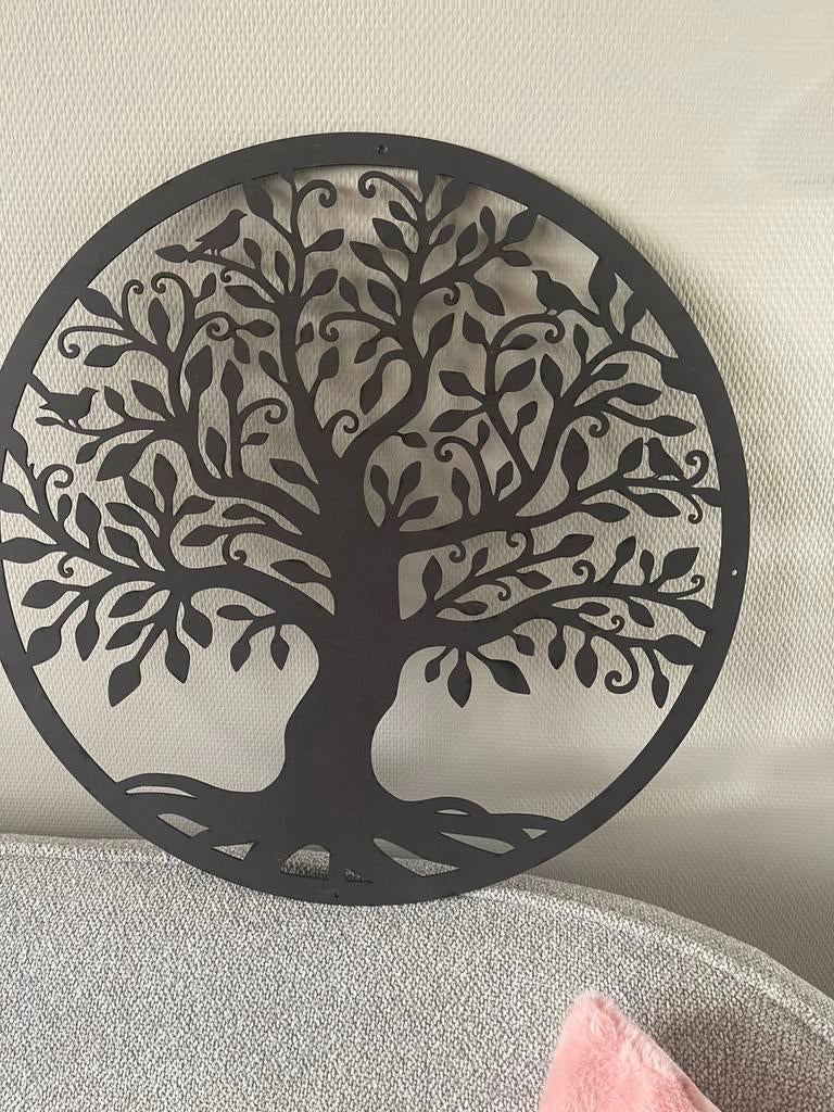 Levensboom zwart hout zgan doorsnede 60cm, Ophalen of Verzenden, Zo goed als nieuw, 50 tot 75 cm, Schilderij