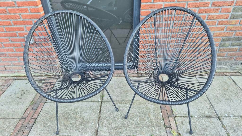 Set van 2 zwarte Acapulco stoelen, Gebruikt, Twee, Zwart, Ophalen of Verzenden
