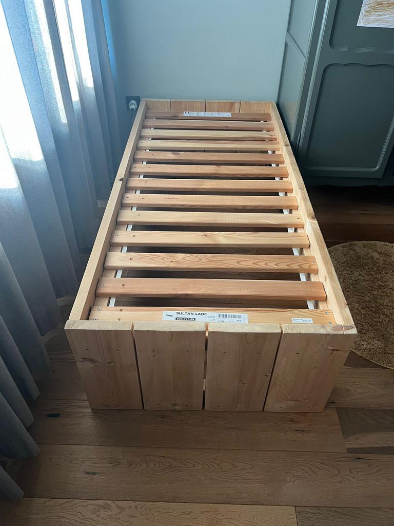 Zelfgemaakt steigerhout bed 70x160 met matras | 2-5 jaar, Ophalen, Gebruikt, 80 cm, 200 cm