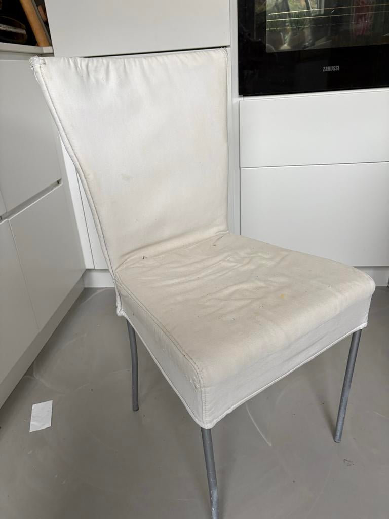 2 gestoffeerde stoelen met wasbare hoes, Ophalen, Gebruikt, Twee, Wit