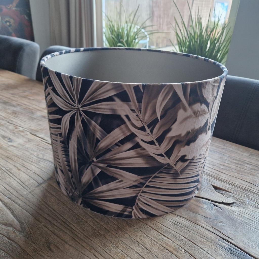 Lampenkap met palmbladeren velours doorsnede 30cm, Ophalen of Verzenden, Zo goed als nieuw, Rond, Minder dan 25 cm