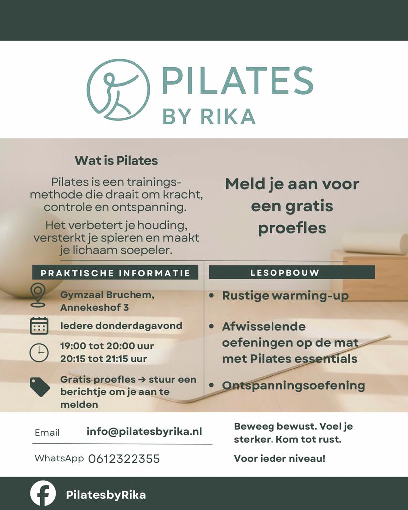 Pilates lessen bij Pilates by Rika - Gratis proefles!, Ophalen, Nieuw, Overig