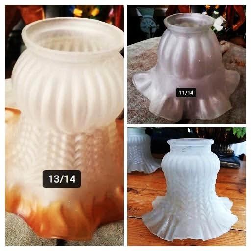 Glazen lampenkapjes kapje wit doorzichtig schulp rok, Antiek en Kunst, Curiosa en Brocante, Ophalen of Verzenden