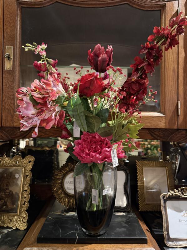 Prachtig rood kunst boeket incl. vaas, kunstbloemen VdlM, Huis en Inrichting, Woonaccessoires | Kunstplanten en Kunstbloemen, Nieuw