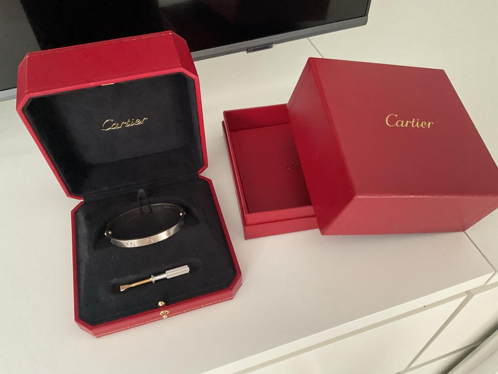 Cartier Love bracelet Wit Goud Maat 17 met papieren, Ophalen, Gebruikt, Wit, Goud