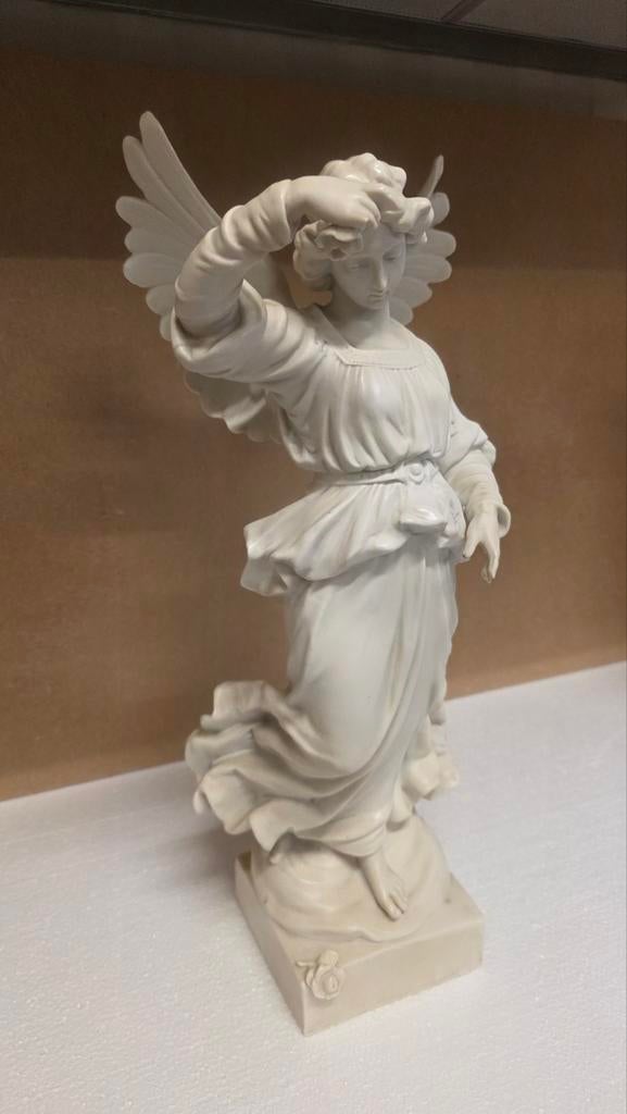 Grote Antieke Bisquit Engel Beeldje, Ophalen of Verzenden, Gebruikt, Religie