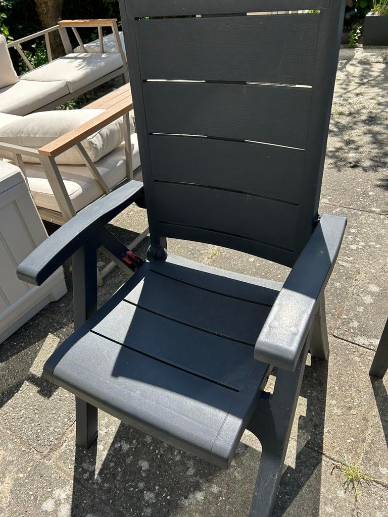 Gratis op te halen: 6x Florabest tuinstoelen., Ophalen, Gebruikt, Kunststof, Inklapbaar