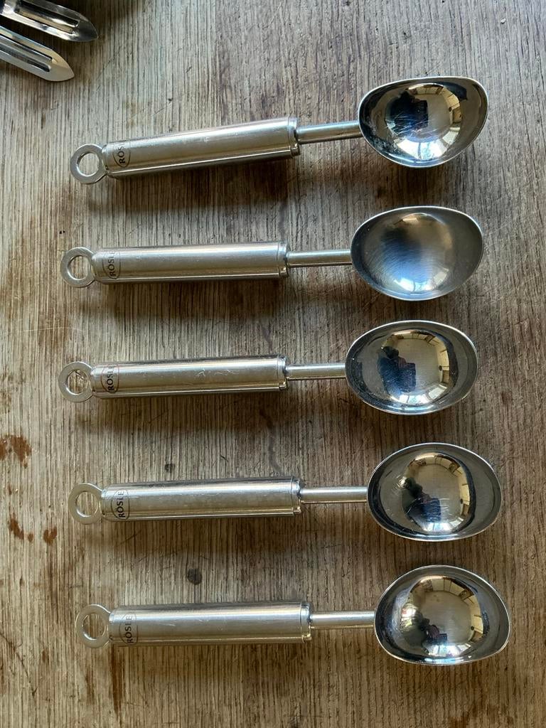 Rösle ijsschep (4 x), Ophalen of Verzenden, Zo goed als nieuw, Rvs of Chroom, Los bestek