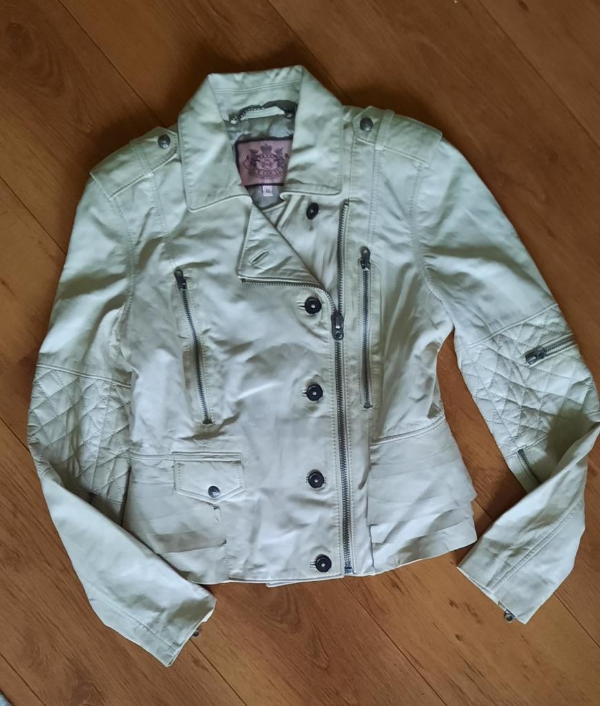 Origineel JUICE COUTURE, mooi zacht, gewatteerd leren jasje, Maat 38/40 (M), Beige, Ophalen of Verzenden, Zo goed als nieuw