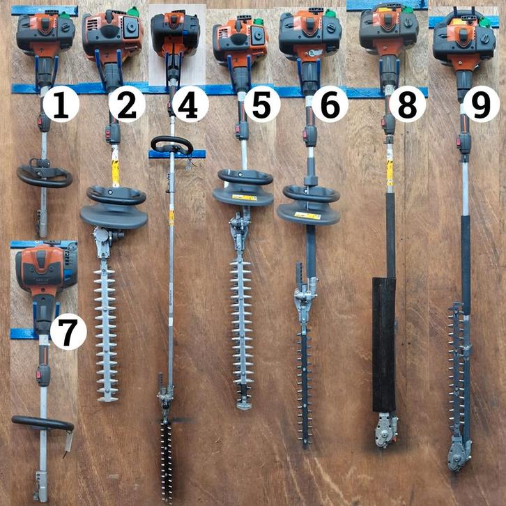 Diverse gebruikte Husqvarna stokheggenscharen / motorunits, Tuin en Terras, Heggenscharen, Gebruikt, Benzine, Ophalen