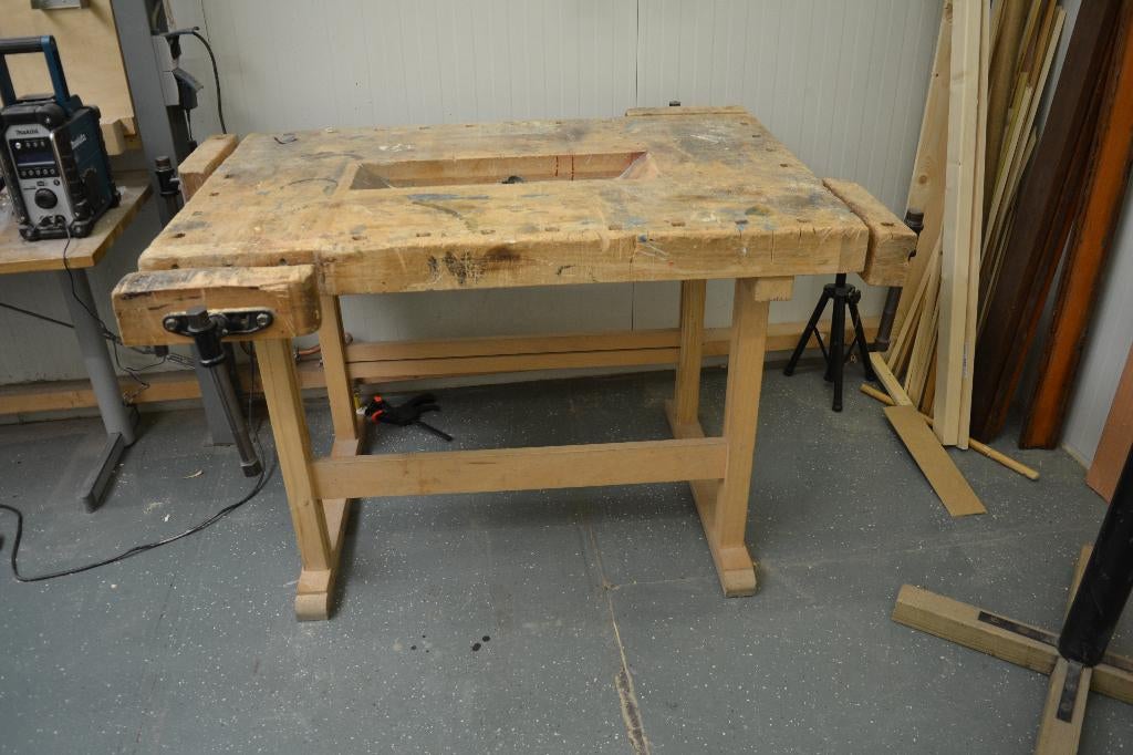 grote houten werkbank Nooitgedagt, Ophalen, Gebruikt, 170 cm of meer, Bankschroef