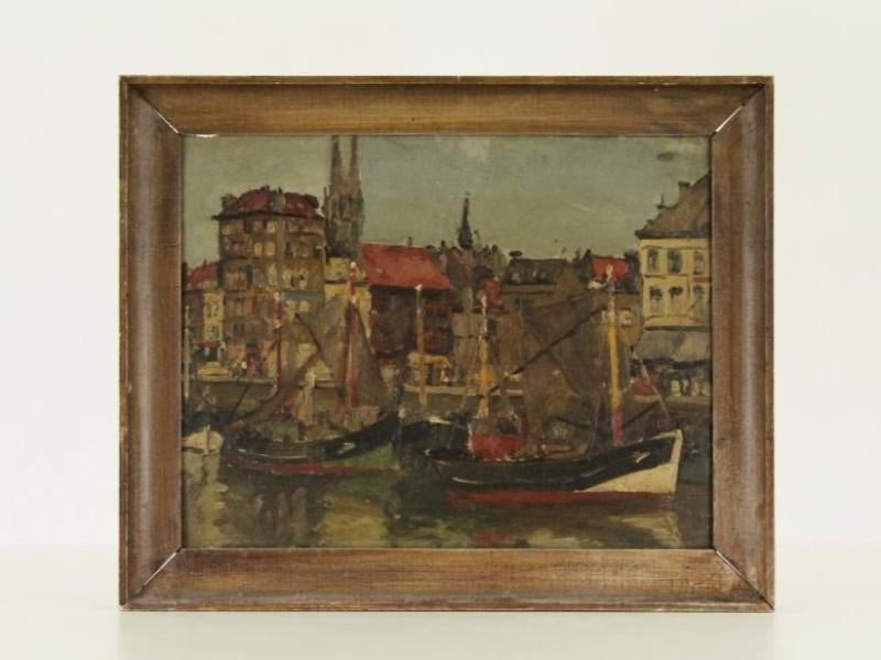 Havenzicht - Remi Van Sluys (1907-1994), Antiek en Kunst, Ophalen