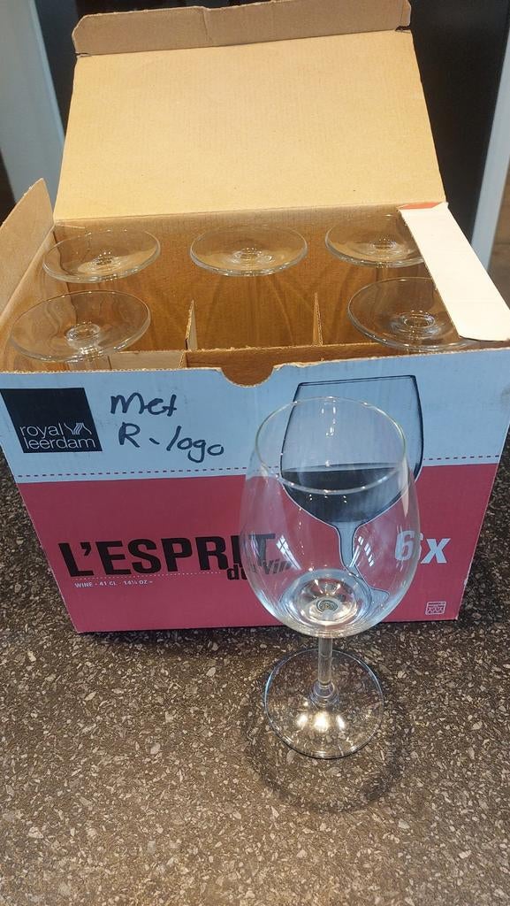 Royal Leerdam L'Esprit du Vin wijnglazen 41 cl, 6 stuks, Ophalen, Glas of Glazen, Overige stijlen, Glas