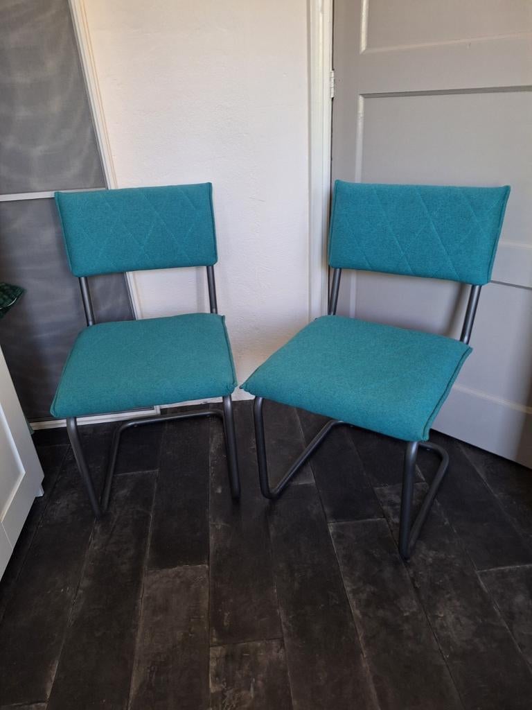 Eetkamerstoelen, Huis en Inrichting, Ophalen, Twee, Blauw, Zo goed als nieuw