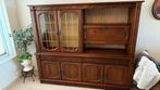 Unieke buffetkast, donker eiken met glas in lood deurtjes, Ophalen, Gebruikt, Glas, 200 cm of meer
