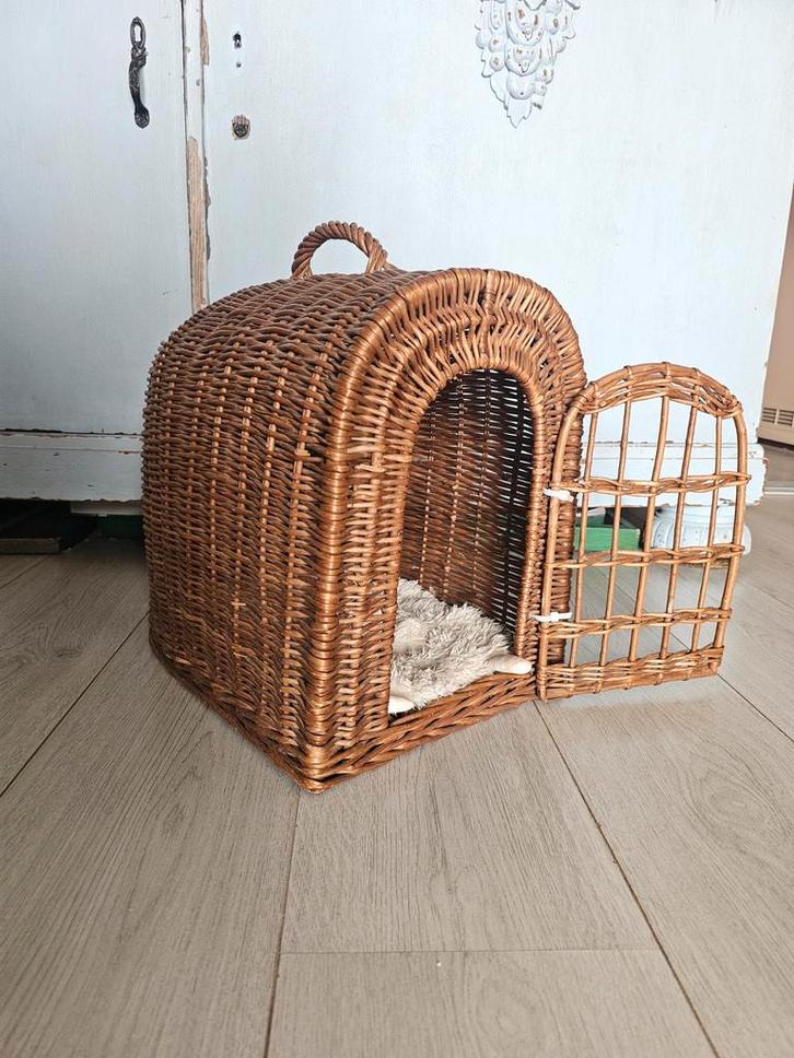 Vintage kattenmand rotan, Dieren en Toebehoren, Kattenmanden, Riet, Ophalen of Verzenden